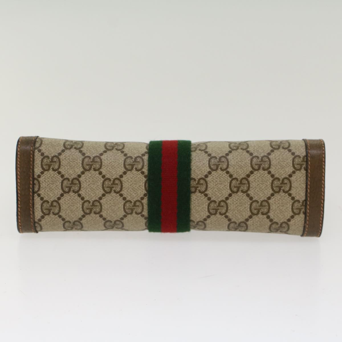 GUCCI GG Canvas Web Sherry Line Clutch Bag Beige Red Green 89.01.001 48199