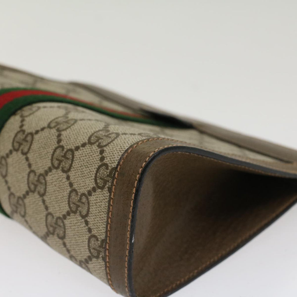 GUCCI GG Canvas Web Sherry Line Clutch Bag Beige Red Green 89.01.001 48199