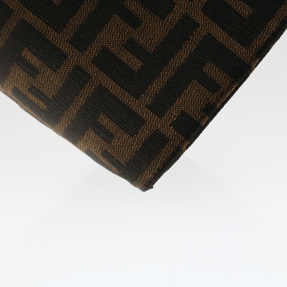 FENDI Zucca Canvas Clutch Bag Nylon Brown Black 48211
