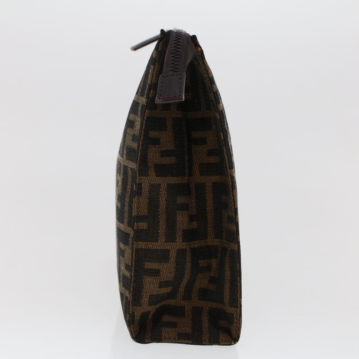 FENDI Zucca Canvas Clutch Bag Nylon Brown Black 48211