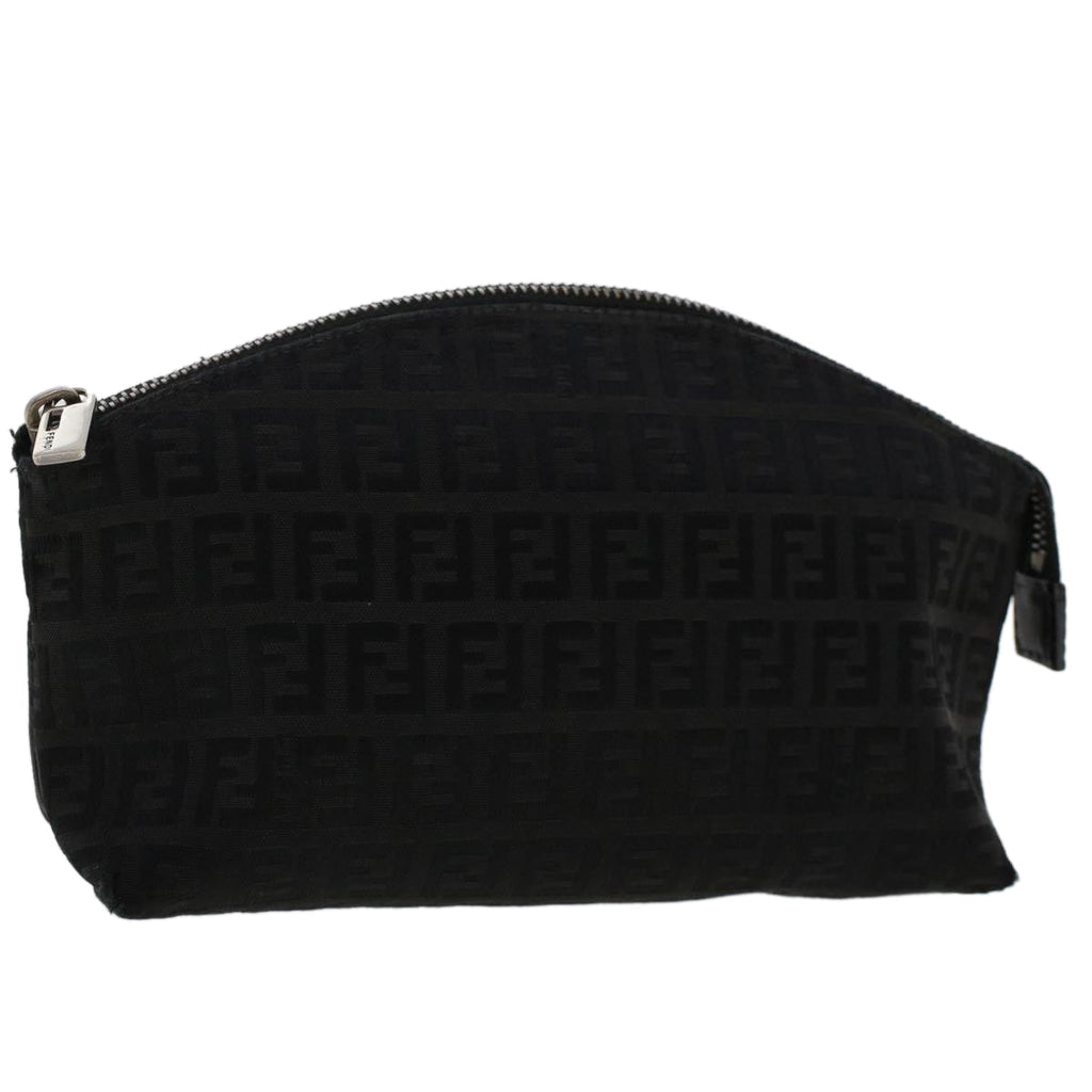 FENDI Zucchino Canvas Pouch Black 48217