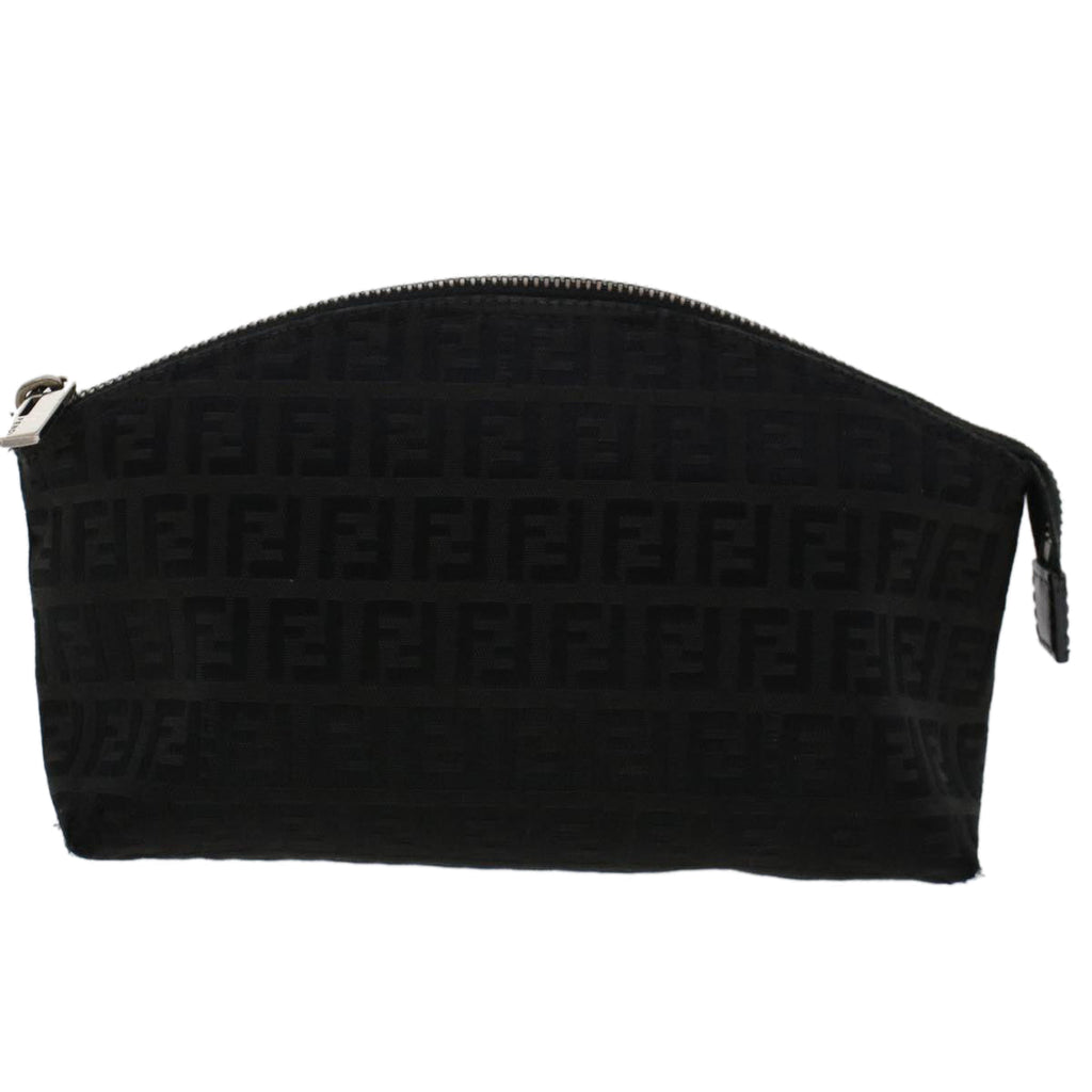 FENDI Zucchino Canvas Pouch Black 48217