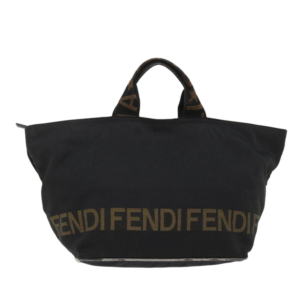 FENDI Hand Bag Nylon Black Brown 48222