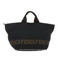 FENDI Hand Bag Nylon Black Brown 48222