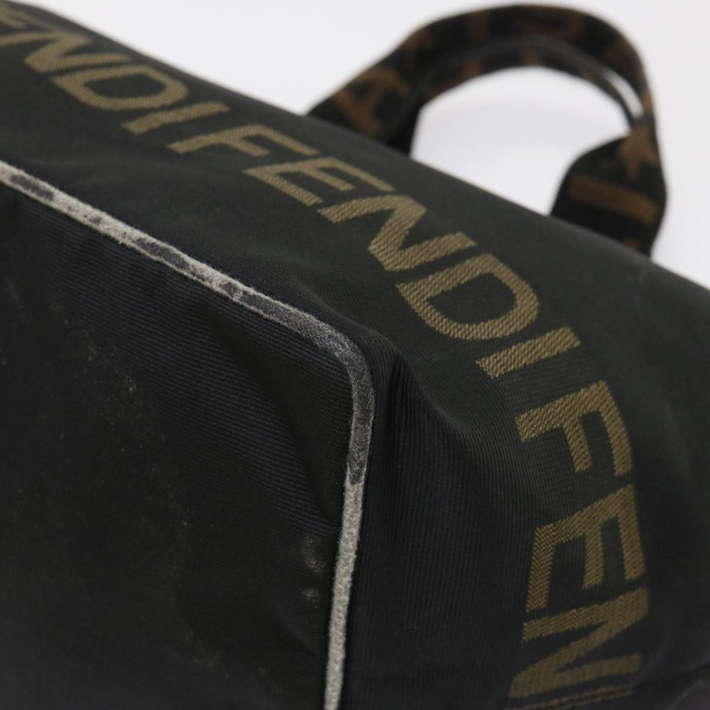 FENDI Hand Bag Nylon Black Brown 48222