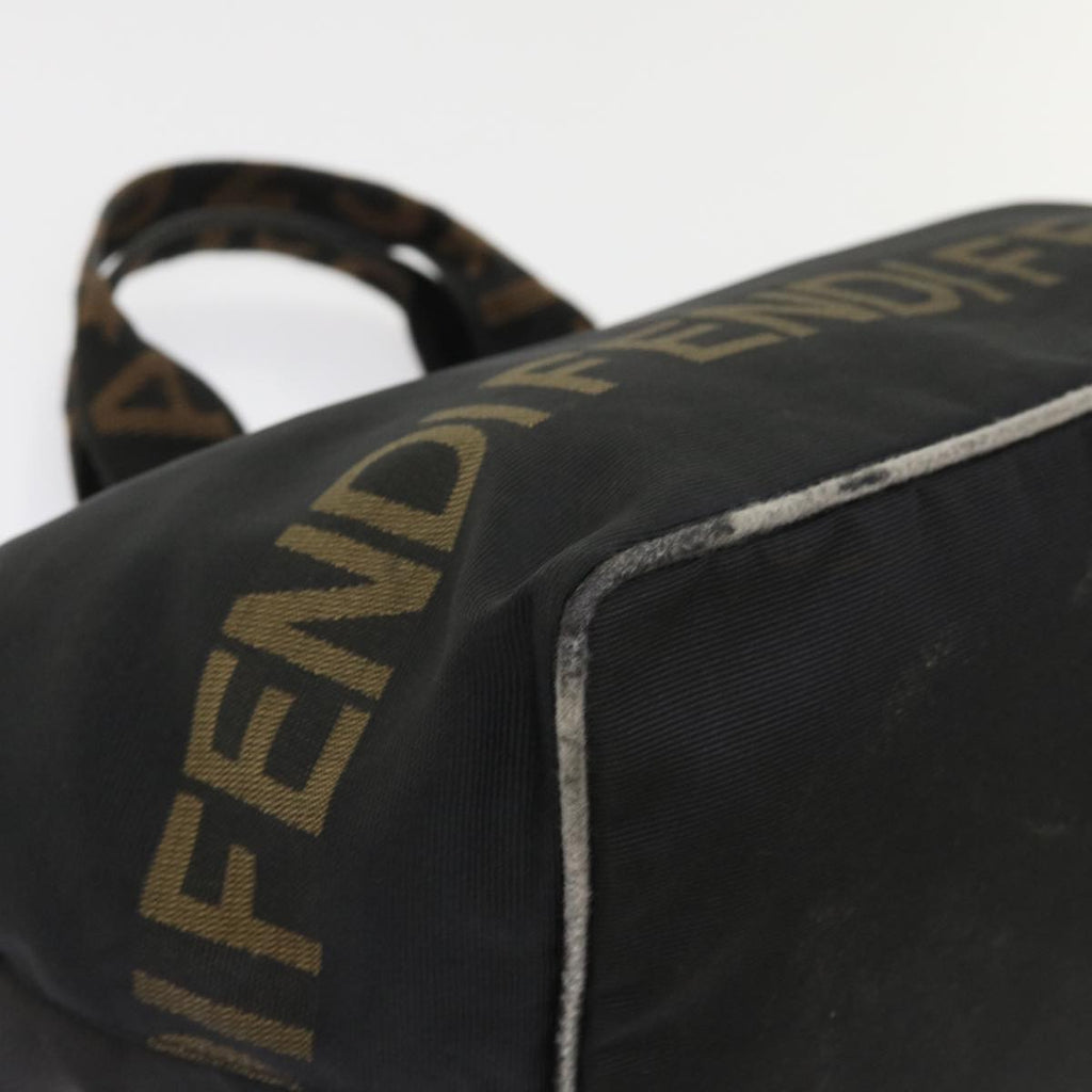 FENDI Hand Bag Nylon Black Brown 48222