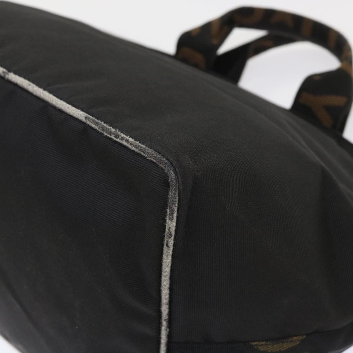 FENDI Hand Bag Nylon Black Brown 48222