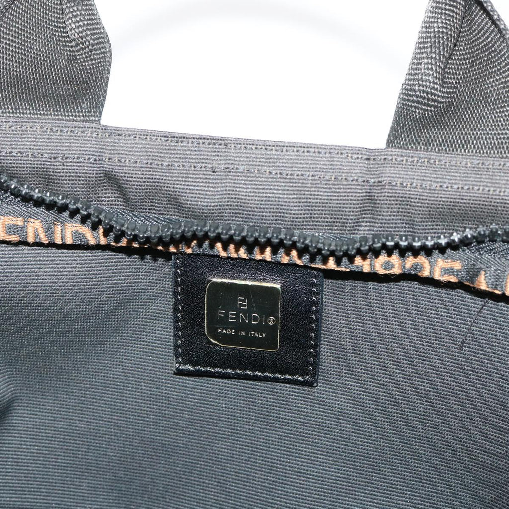 FENDI Hand Bag Nylon Black Brown 48222