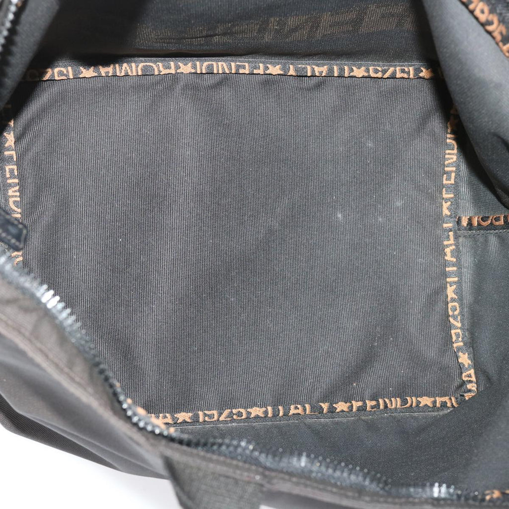 FENDI Hand Bag Nylon Black Brown 48222