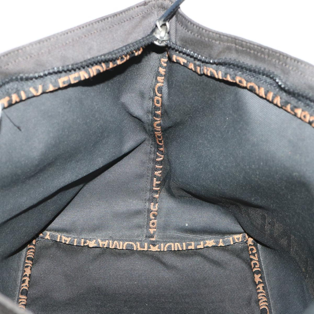 FENDI Hand Bag Nylon Black Brown 48222