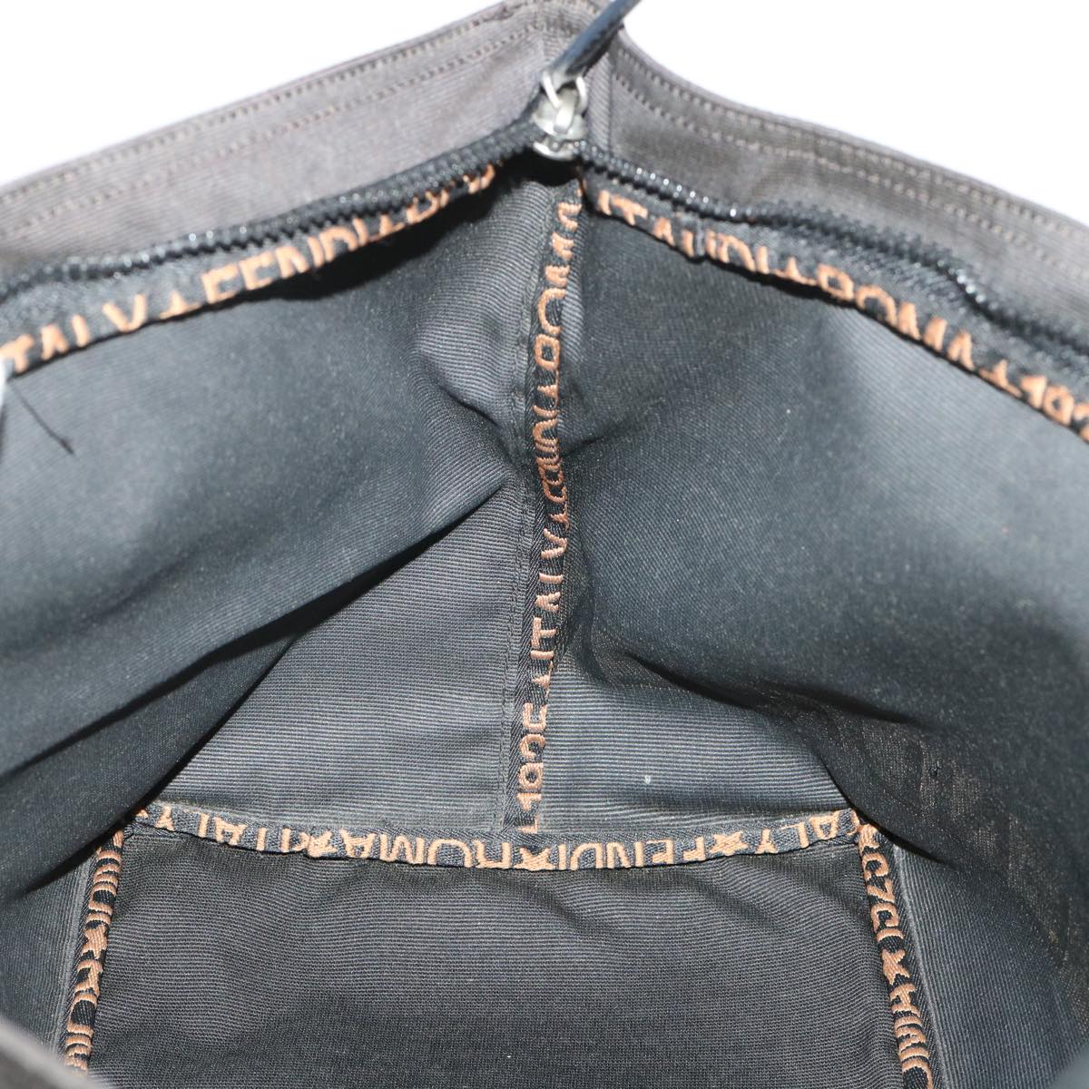 FENDI Hand Bag Nylon Black Brown 48222