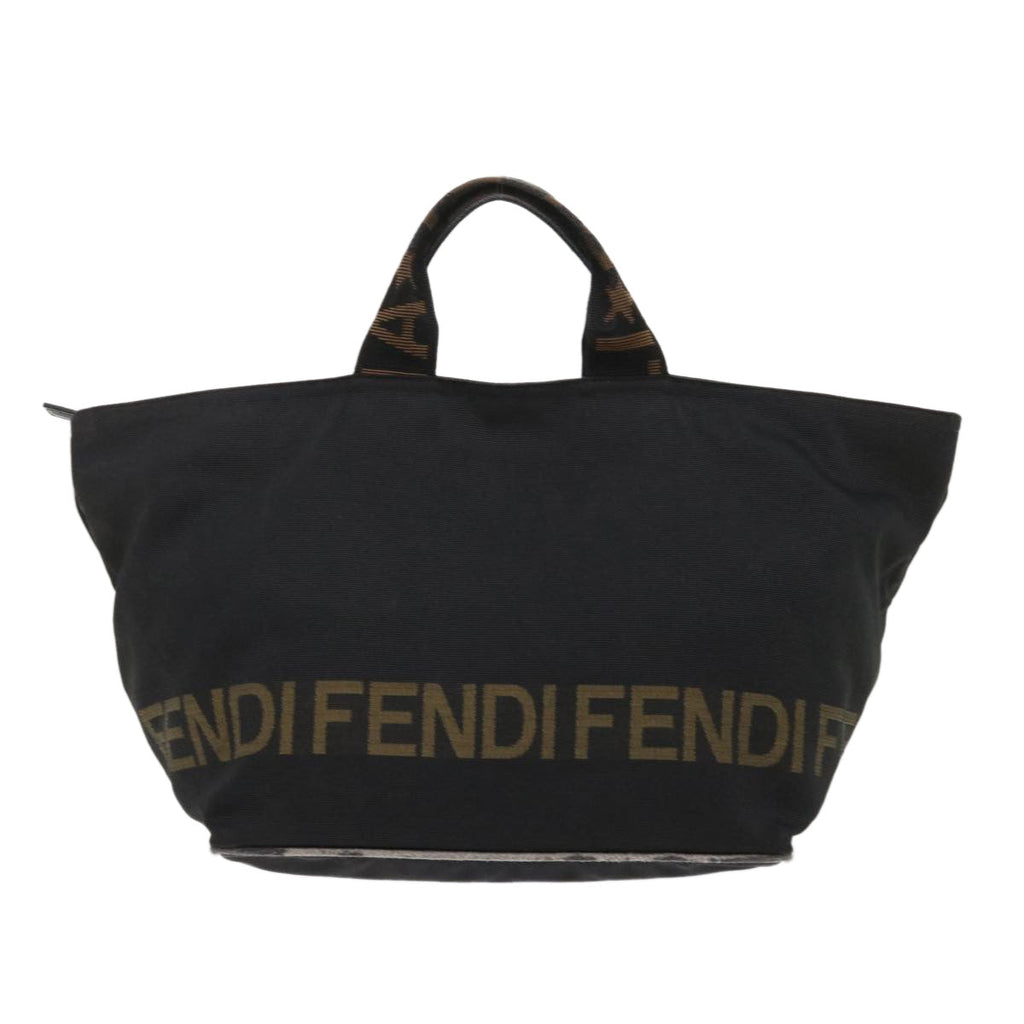 FENDI Hand Bag Nylon Black Brown 48222