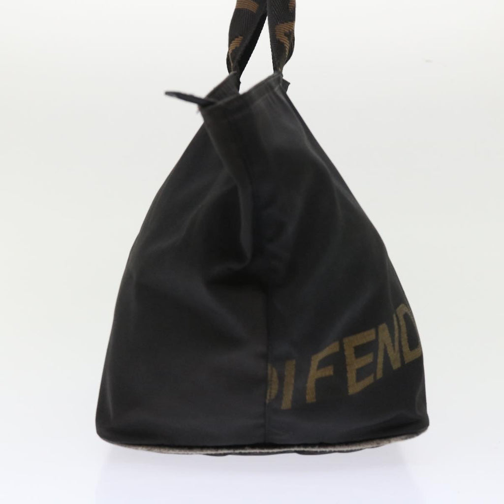 FENDI Hand Bag Nylon Black Brown 48222