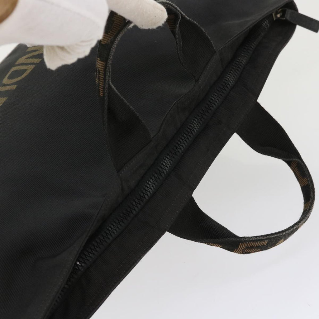 FENDI Hand Bag Nylon Black Brown 48222