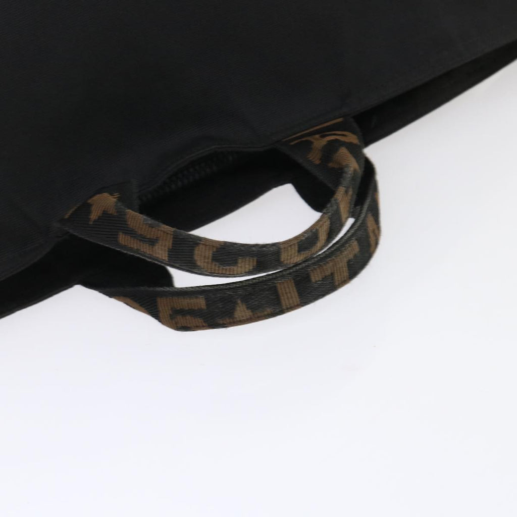 FENDI Hand Bag Nylon Black Brown 48222