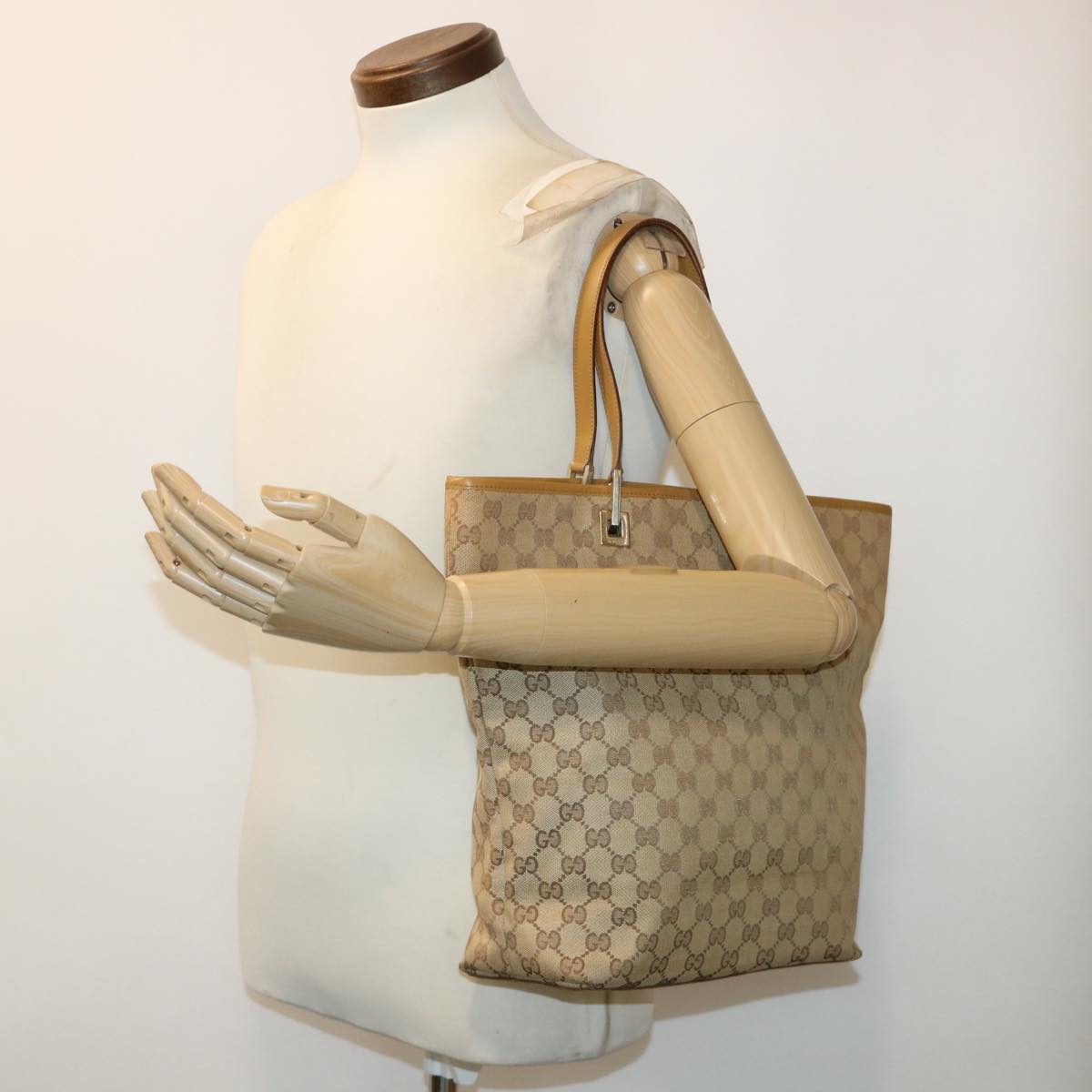 GUCCI GG Canvas Tote Bag Beige 48448