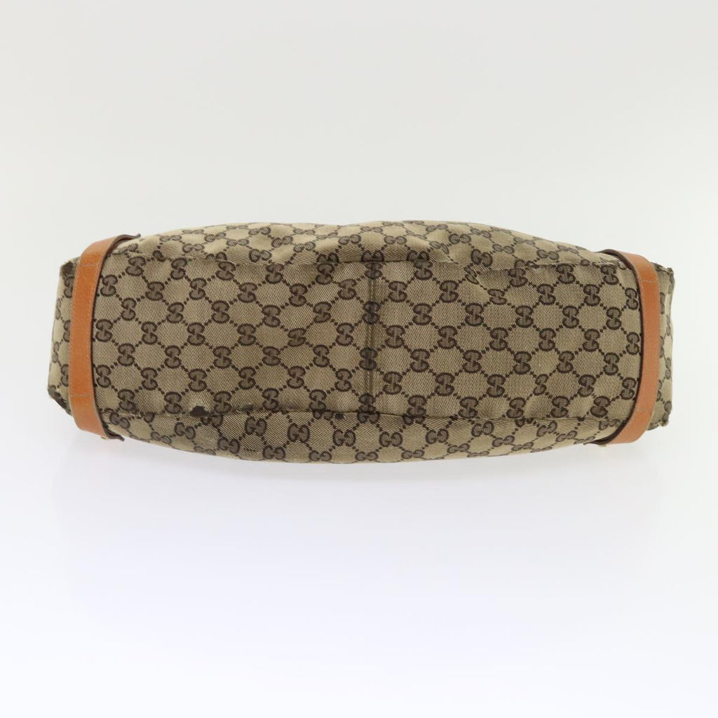 GUCCI GG Canvas Hand Bag Leather Brown 48449