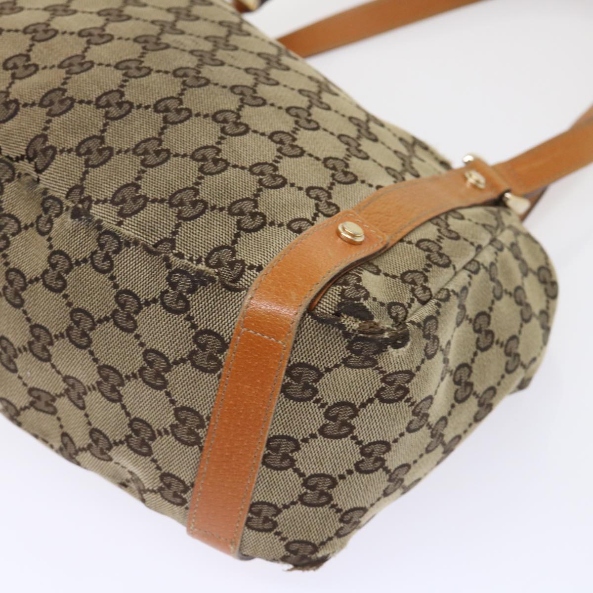 GUCCI GG Canvas Hand Bag Leather Brown 48449