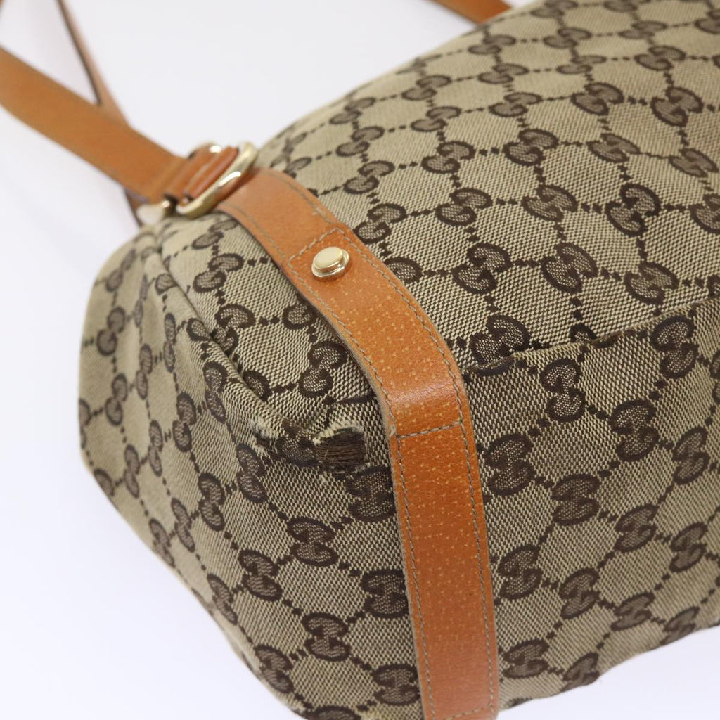 GUCCI GG Canvas Hand Bag Leather Brown 48449
