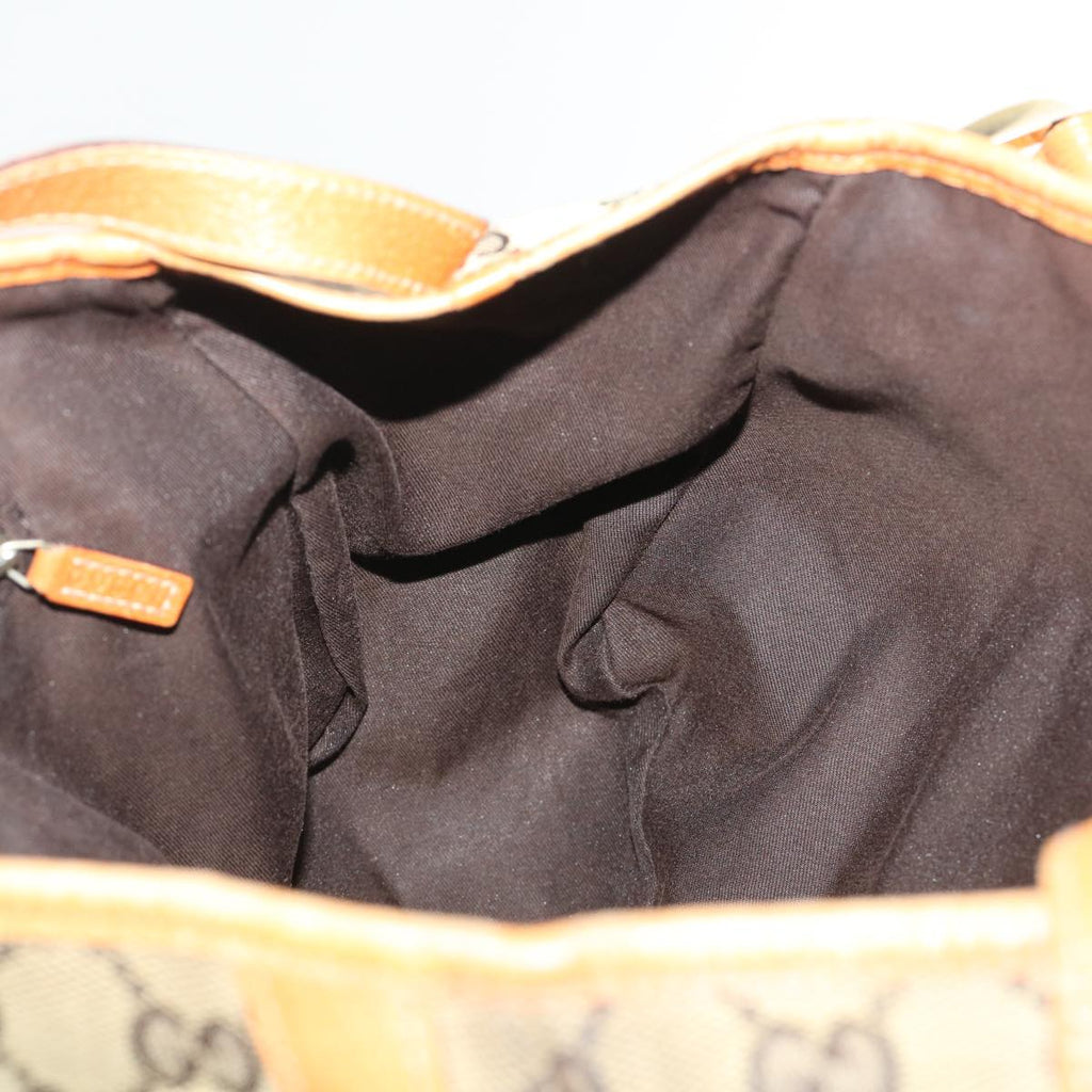 GUCCI GG Canvas Hand Bag Leather Brown 48449
