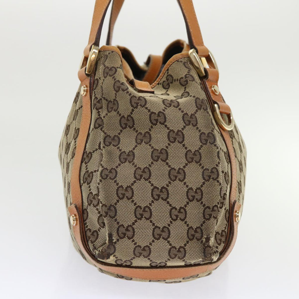 GUCCI GG Canvas Hand Bag Leather Brown 48449