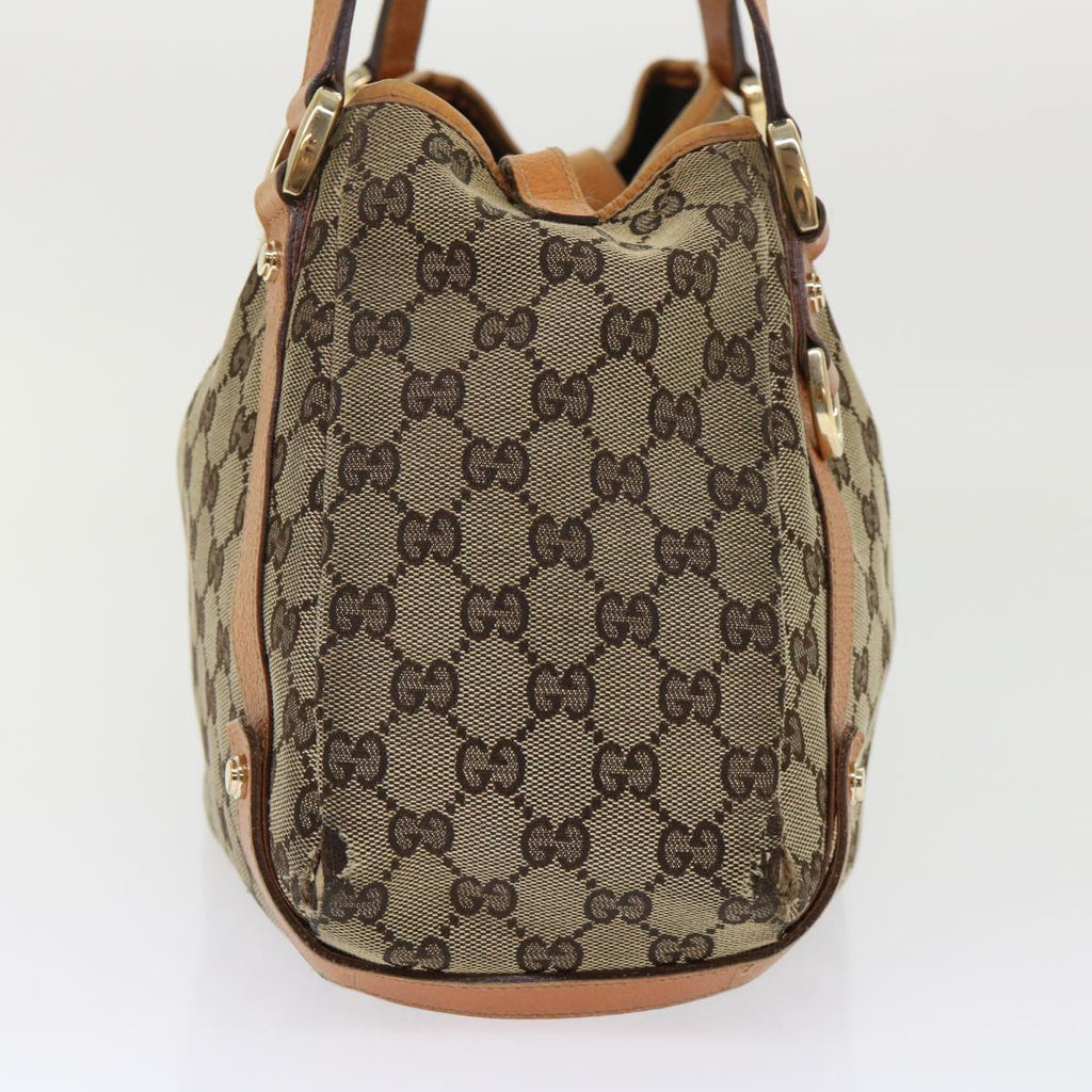 GUCCI GG Canvas Hand Bag Leather Brown 48449