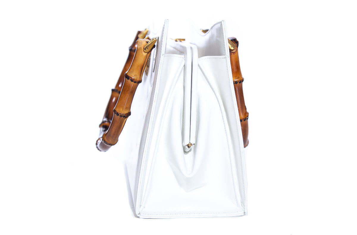 Martin Van Schaak White Bamboo Handle Handbag