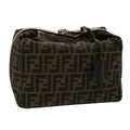 FENDI Zucca Canvas Pouch Leather Black Brown 2111 26348.098 48685