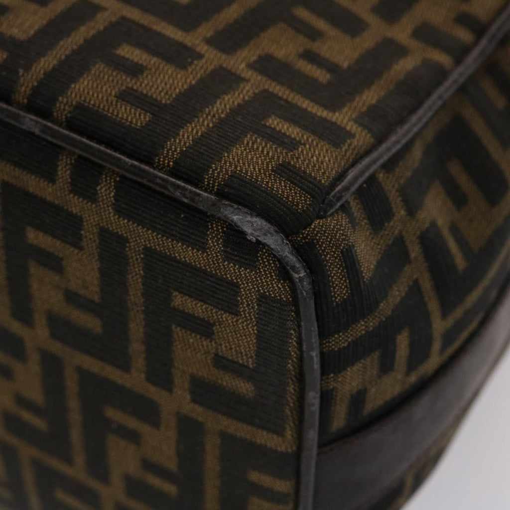 FENDI Zucca Canvas Pouch Leather Black Brown 2111 26348.098 48685