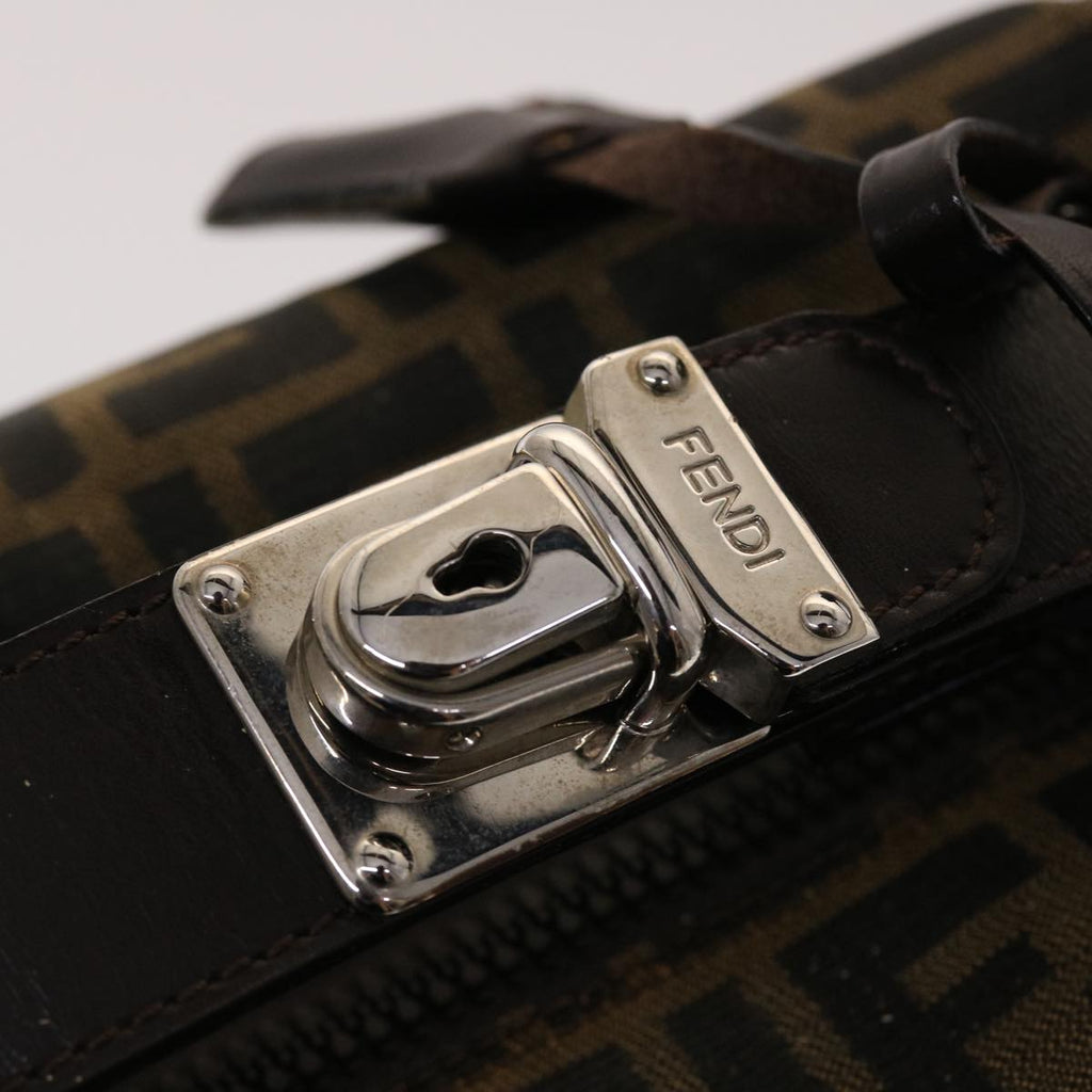 FENDI Zucca Canvas Pouch Leather Black Brown 2111 26348.098 48685