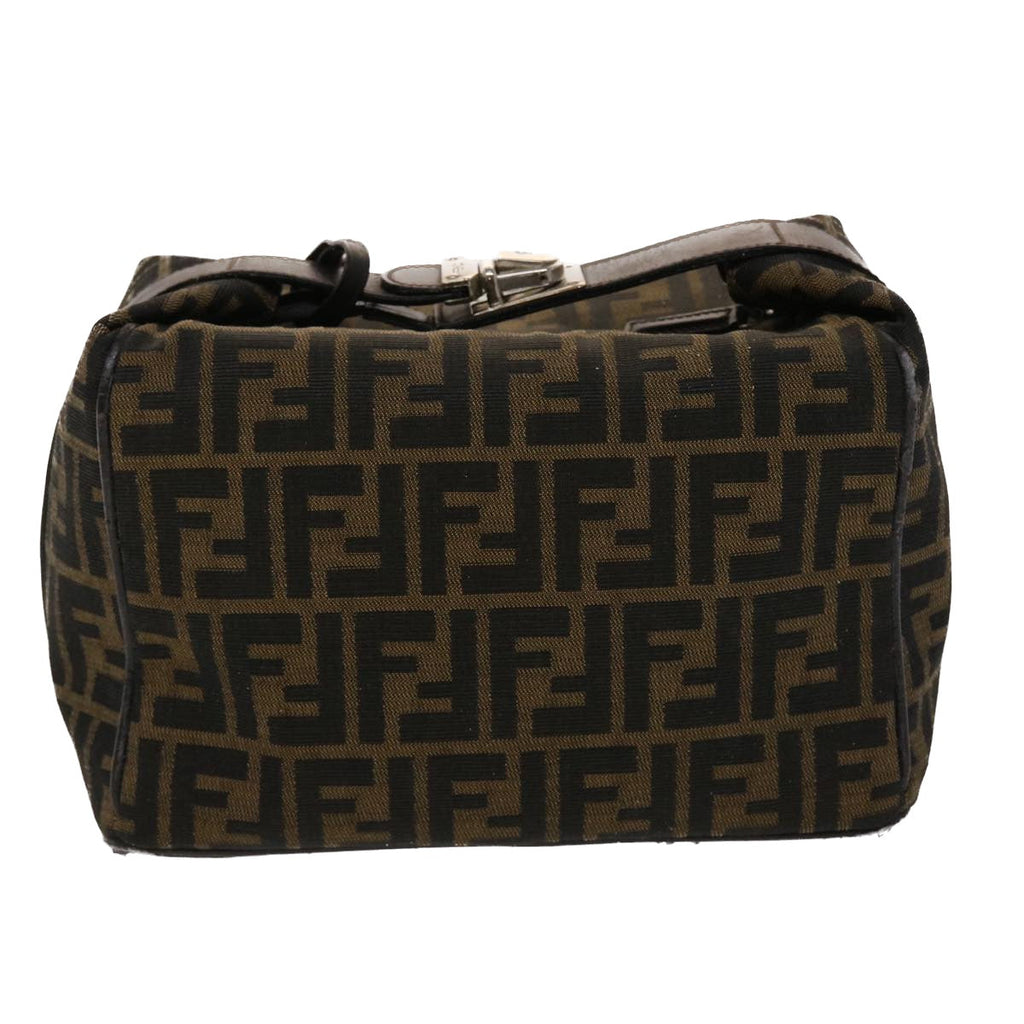 FENDI Zucca Canvas Pouch Leather Black Brown 2111 26348.098 48685