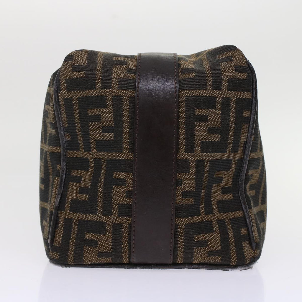 FENDI Zucca Canvas Pouch Leather Black Brown 2111 26348.098 48685