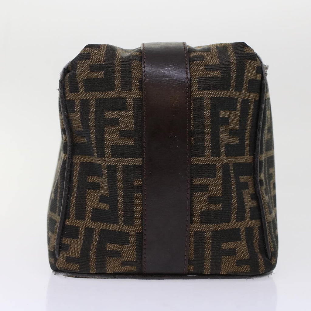 FENDI Zucca Canvas Pouch Leather Black Brown 2111 26348.098 48685