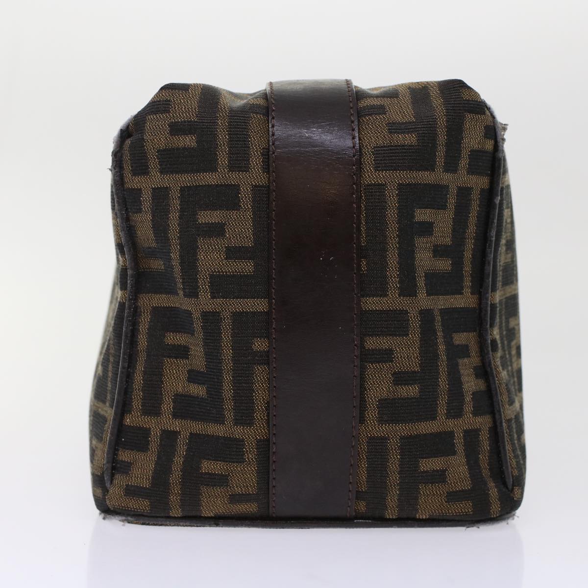 FENDI Zucca Canvas Pouch Leather Black Brown 2111 26348.098 48685