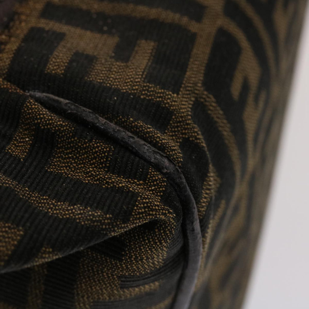 FENDI Zucca Canvas Pouch Leather Black Brown 2111 26348.098 48685