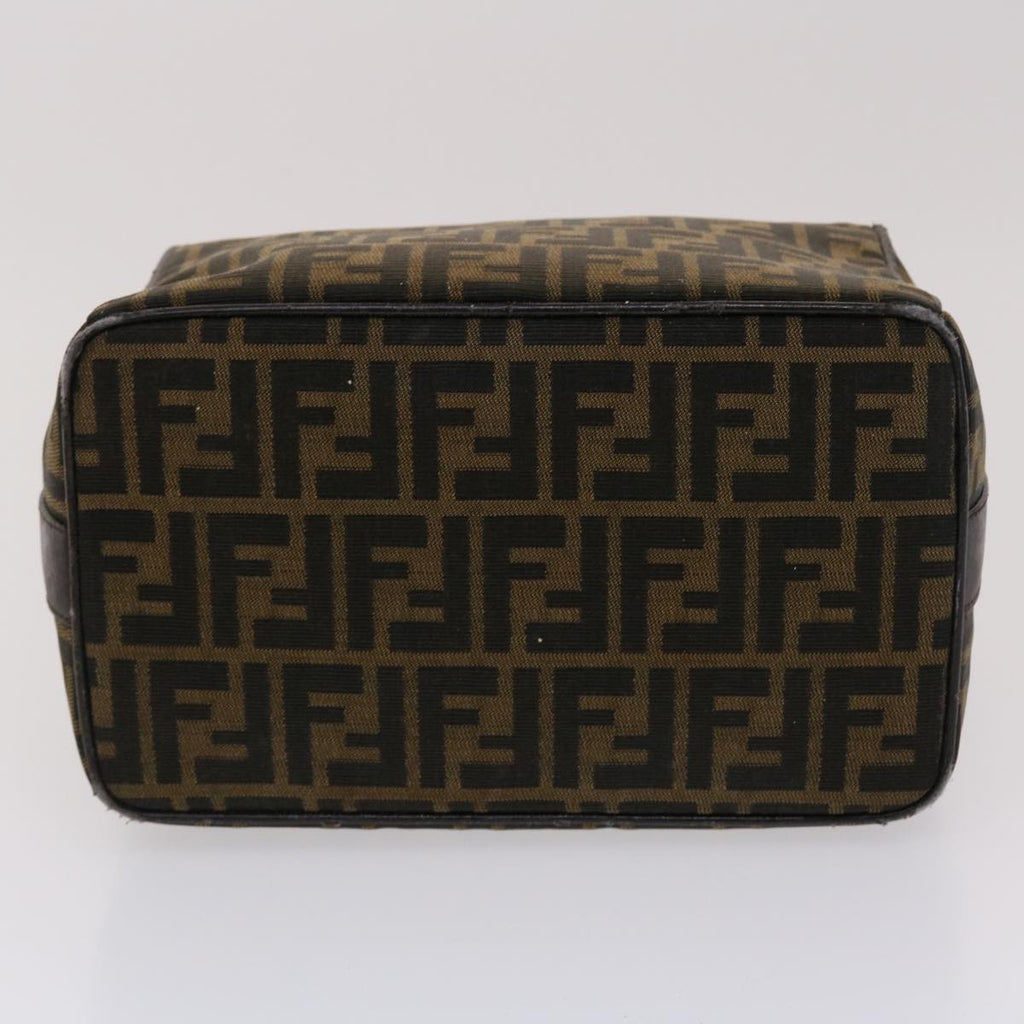 FENDI Zucca Canvas Pouch Leather Black Brown 2111 26348.098 48685