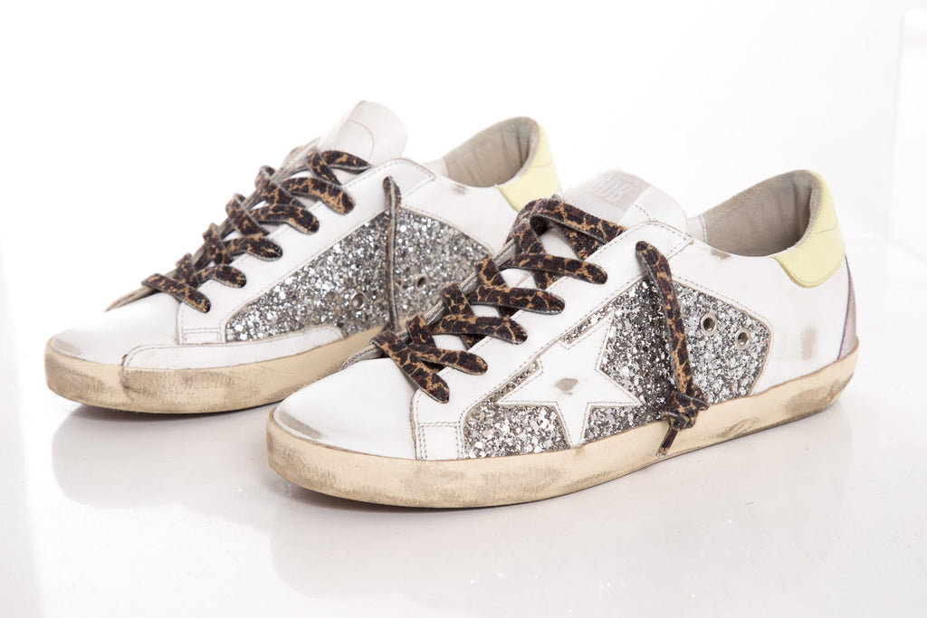 Golden Goose White & Yellow Sneakers SZ 39
