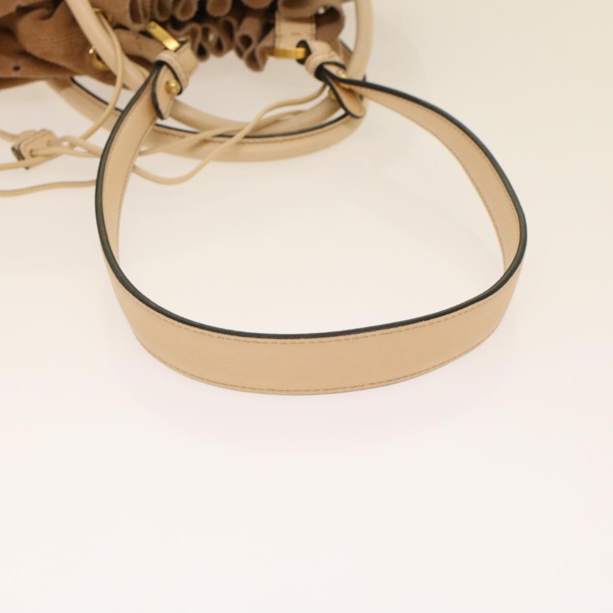 FENDI Hand Bag Suede Leather 2way Beige 48745