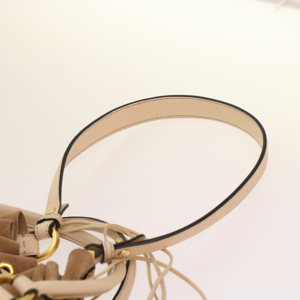 FENDI Hand Bag Suede Leather 2way Beige 48745