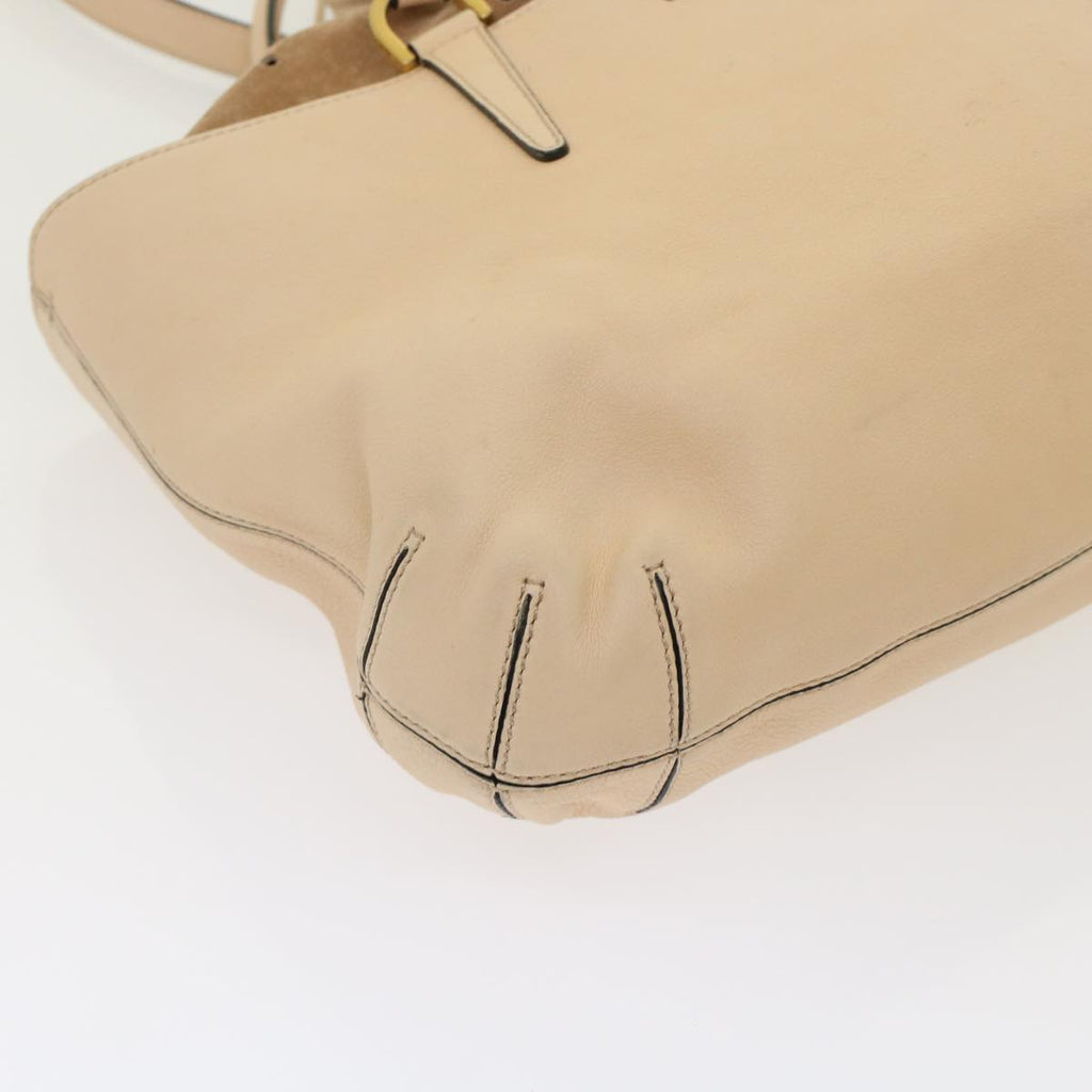 FENDI Hand Bag Suede Leather 2way Beige 48745