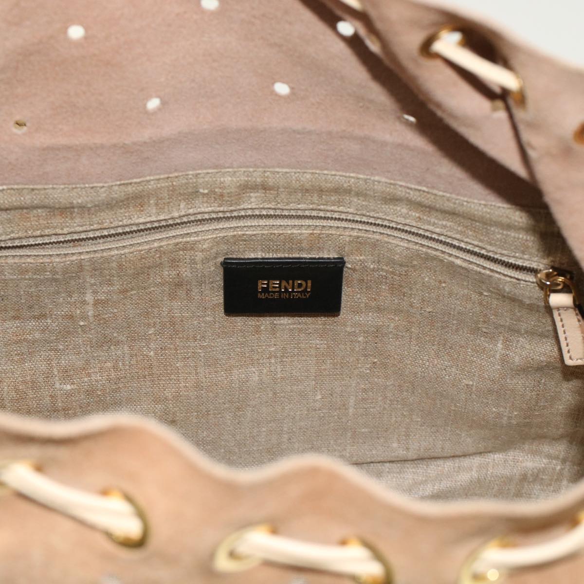 FENDI Hand Bag Suede Leather 2way Beige 48745