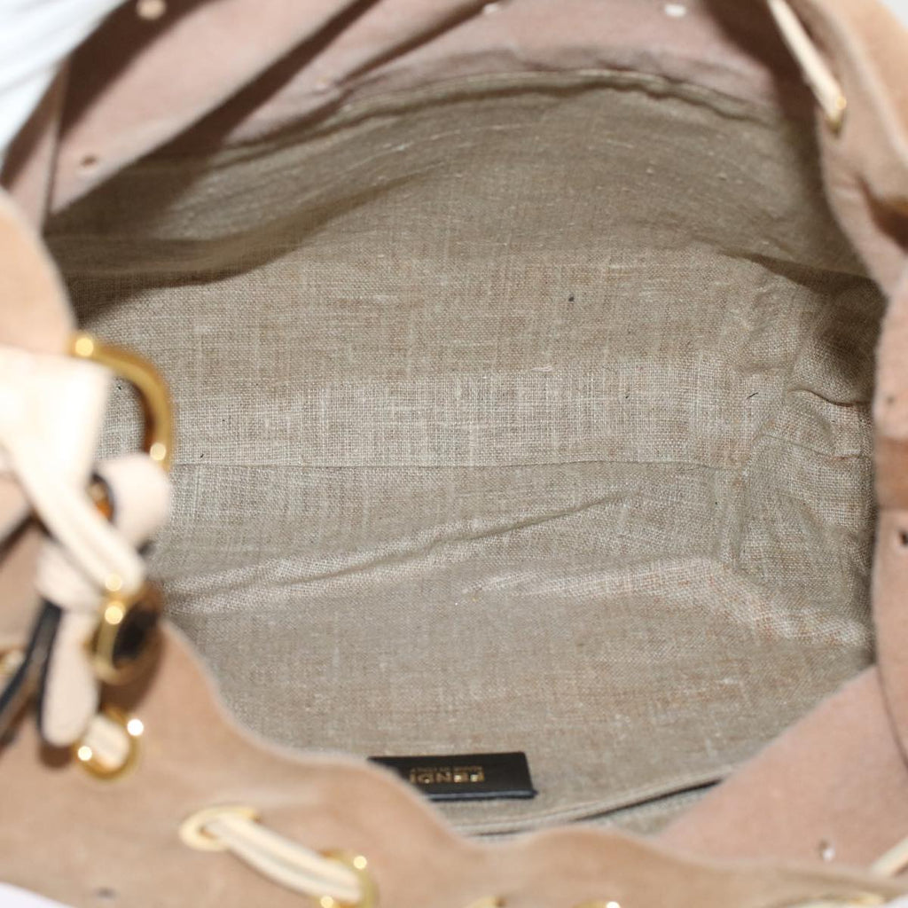 FENDI Hand Bag Suede Leather 2way Beige 48745