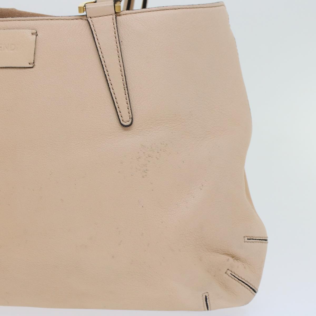 FENDI Hand Bag Suede Leather 2way Beige 48745