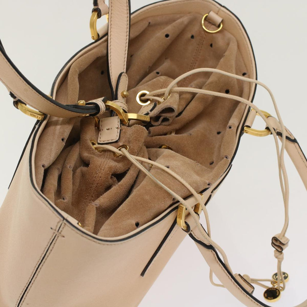 FENDI Hand Bag Suede Leather 2way Beige 48745