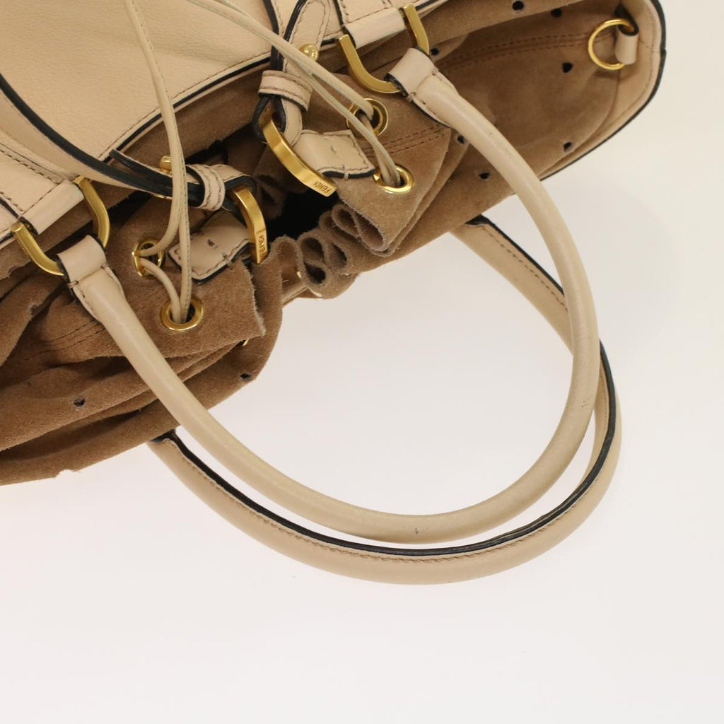 FENDI Hand Bag Suede Leather 2way Beige 48745