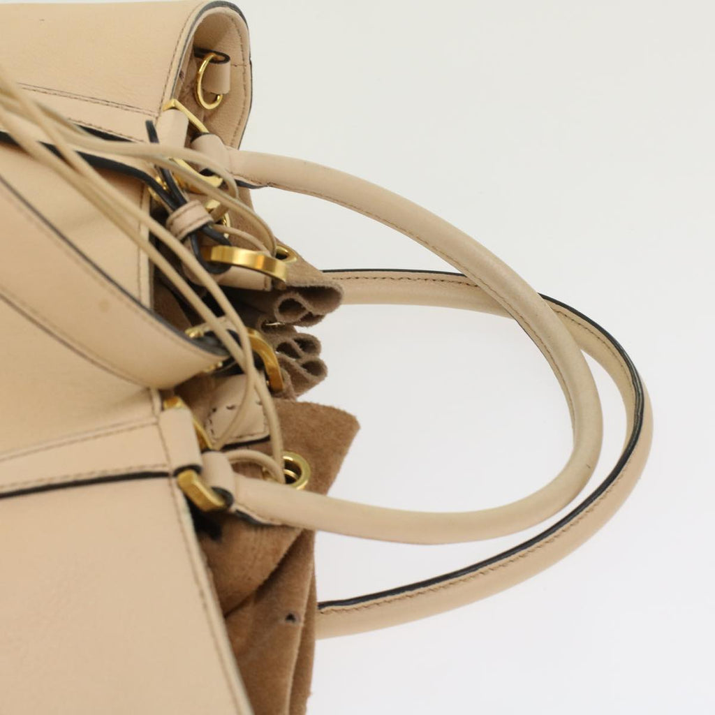 FENDI Hand Bag Suede Leather 2way Beige 48745