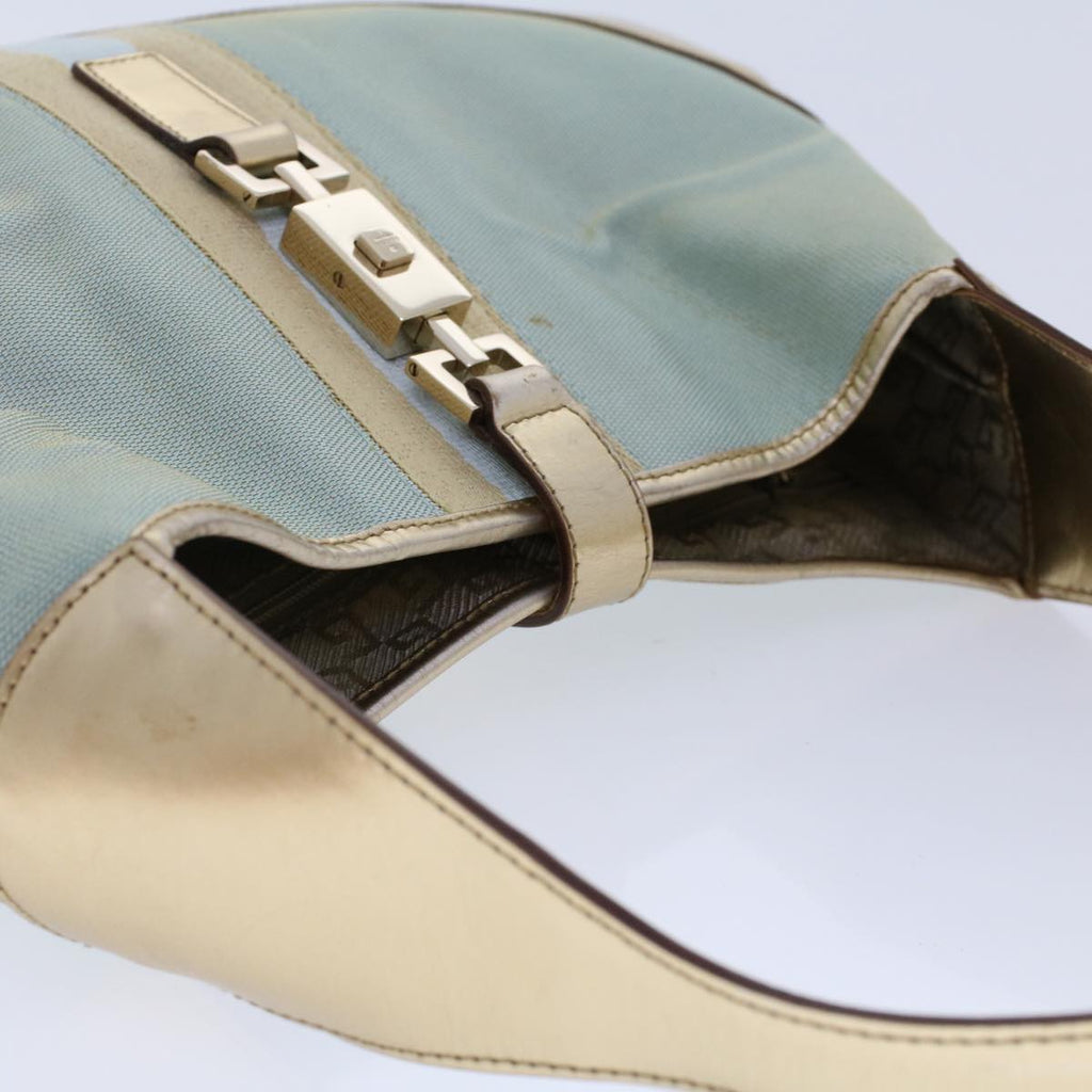GUCCI Jackie Sherry Line Shoulder Bag Nylon Leather Light Blue Beige 48751