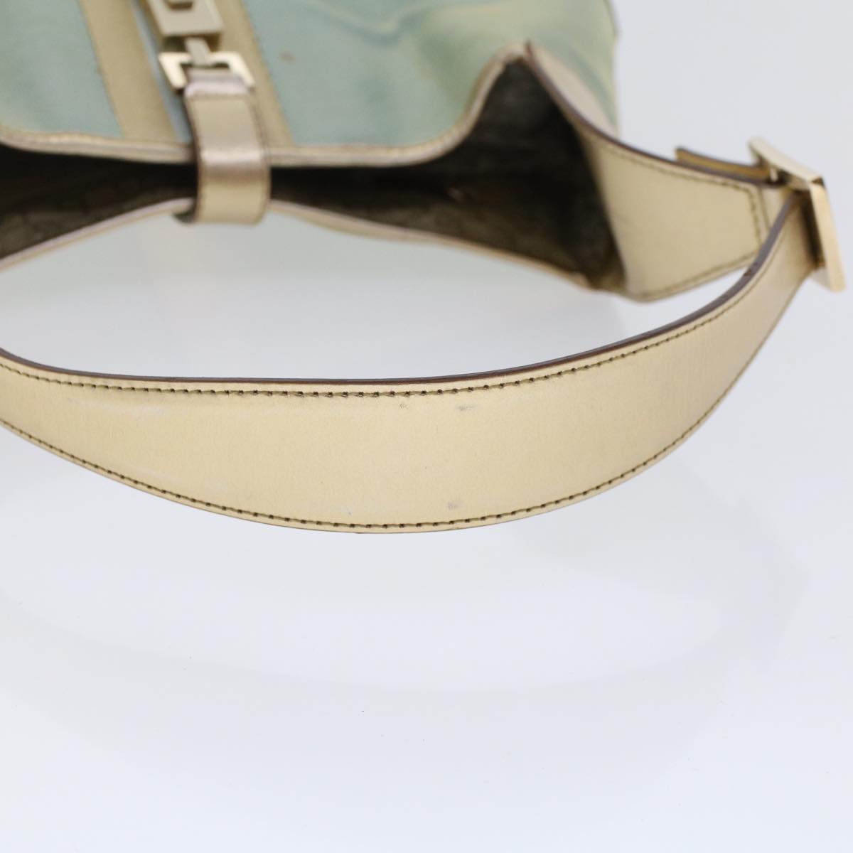 GUCCI Jackie Sherry Line Shoulder Bag Nylon Leather Light Blue Beige 48751