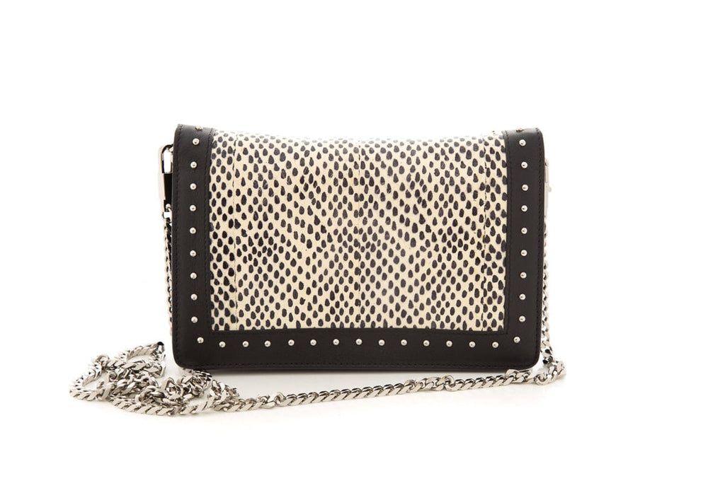 Givenchy Black & Cream Spotted Snake Skin Leather Studded Cross-Body