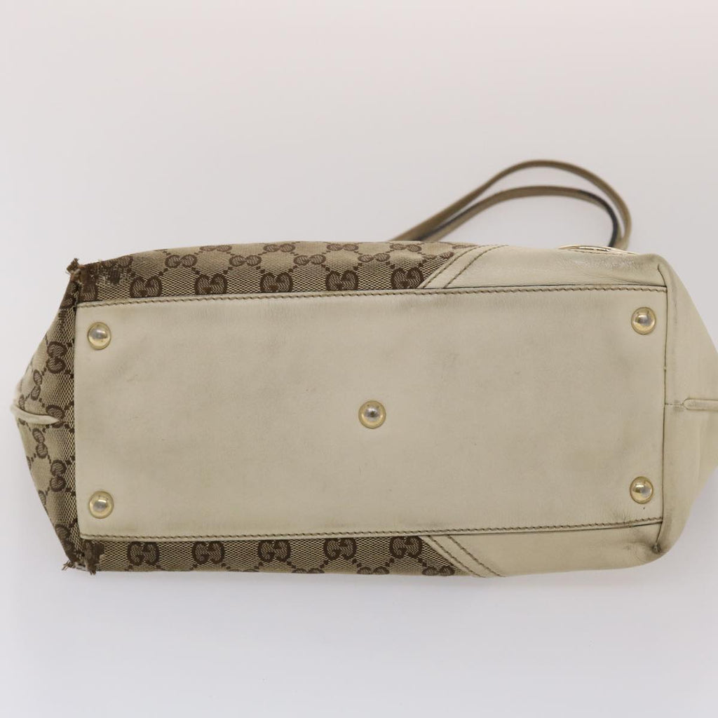 GUCCI GG Canvas Tote Bag Beige White 49053